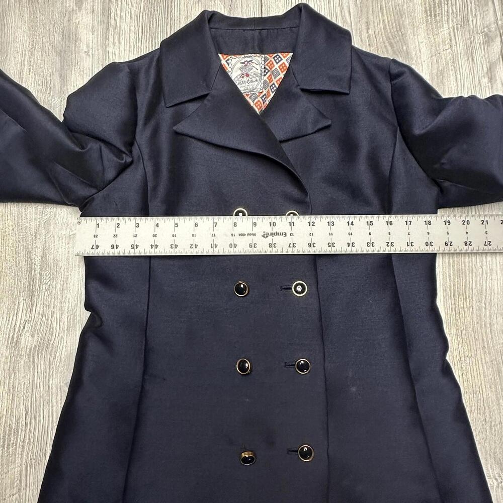 VTG Ruth McCulloch Pea Coat Women Small Navy Blue Double Breasted 60s Union MCM - Picture 7 of 16